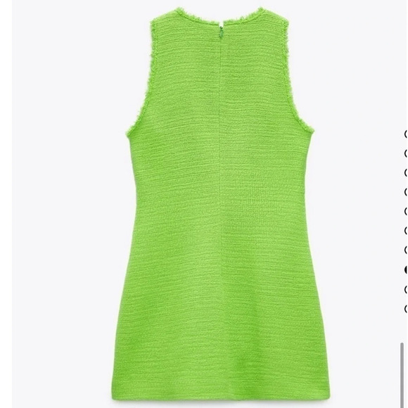ZARA Tweed Green Dress Gold Medium - Picture 6 of 11